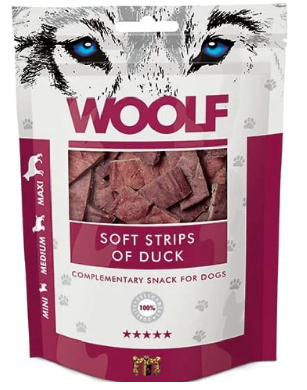 WOOLF SOFT STRIPS OF DUCK 100G